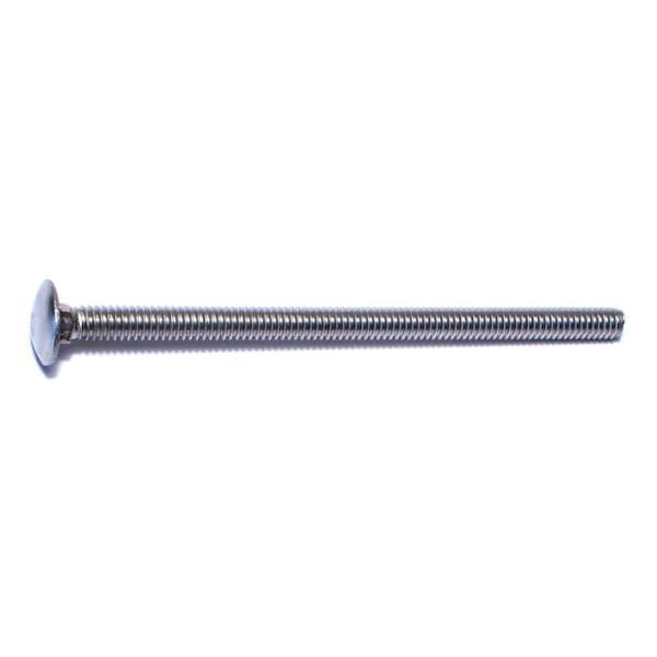 Carriage Bolt, Square Neck, 20 (Coarse), 4-1/2 in L, 18-8 Stainless Steel, 6 PK